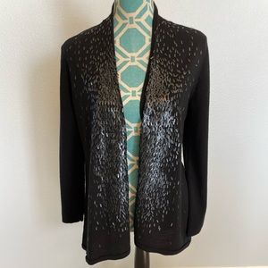 Eileen Fisher Black Sequins Cardigan size Medium Merino Wool
